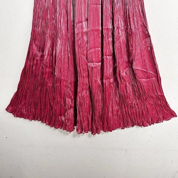 Longhorn By Niver Western Wear Crinkly Silky Long Maxi Skirt Mauve‎ Pink Size M - Picture 6 of 11